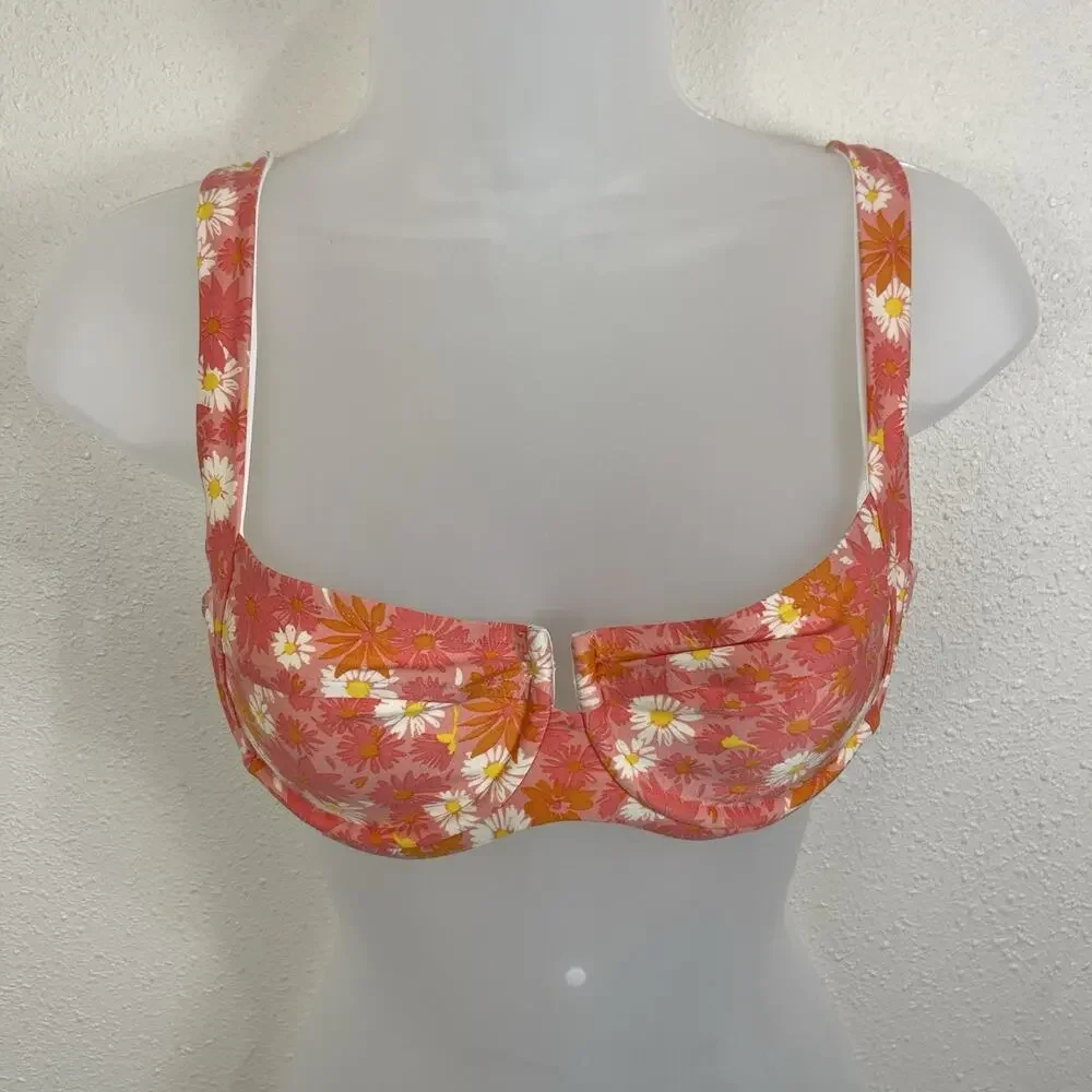 L*space When In Bloom Camellia Bikini Top Womens S Small Pink Floral